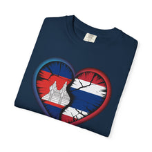 Load image into Gallery viewer, Heart-Shaped Khmer & Thai Pride T-shirt, One Love Tee, Gift for Couples, Casual Wear, Unique Graphic Shirt