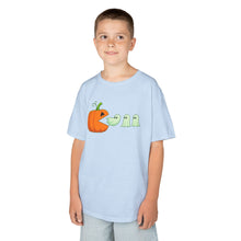 Load image into Gallery viewer, Kids Halloween Tee - Spooky Jack-O'-Lantern and Ghosts Design, PacMan style eating ghosts, Boys and Girls shirt, Fun Halloween tee