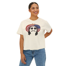 Load image into Gallery viewer, Women’s Boxy Tee - Average American Guy with American Flag Hat