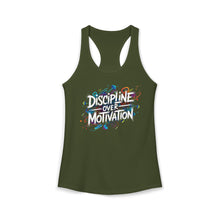 Load image into Gallery viewer, DISCIPLINE OVER MOTIVATION Racerback Tank — Women's Fitness Tank Top