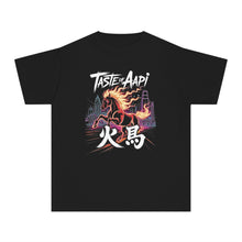 Load image into Gallery viewer, Youth Tee - Fire Horse with Kansas City skyline - Retro Neon Asian-Inspired Graphic Shirt