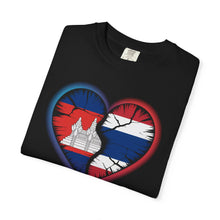 Load image into Gallery viewer, Heart-Shaped Khmer & Thai Pride T-shirt, One Love Tee, Gift for Couples, Casual Wear, Unique Graphic Shirt
