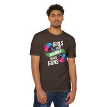 Load image into Gallery viewer, Girls Just Wanna Have Guns Unisex CVC Jersey T-Shirt, Fitness Apparel, Workout Shirt, Gift for Gym Lovers, Motivational Tee