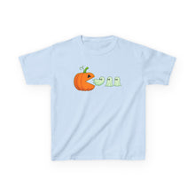 Load image into Gallery viewer, Kids Halloween Tee - Spooky Jack-O'-Lantern and Ghosts Design, PacMan style eating ghosts, Boys and Girls shirt, Fun Halloween tee