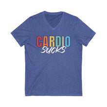 Load image into Gallery viewer, CARDIO SUCKS: Unisex Jersey Short Sleeve Bella & Canvas V-Neck Tee