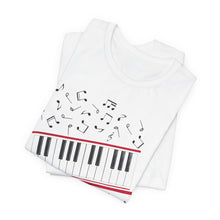 Load image into Gallery viewer, Michael MJ - Piano Keys & Music Notes Tee — Musical Keyboard Graphic Shirt