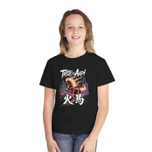 Load image into Gallery viewer, Youth Tee - Fire Horse with Kansas City skyline - Retro Neon Asian-Inspired Graphic Shirt
