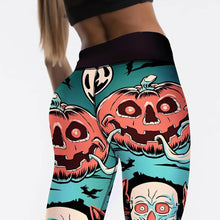 Load image into Gallery viewer, Halloween Pumpkin Digital Print Yoga Pants, Halloween Leggings, Halloween Pants, Pumpkin Pants