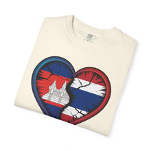Load image into Gallery viewer, Heart-Shaped Khmer & Thai Pride T-shirt, One Love Tee, Gift for Couples, Casual Wear, Unique Graphic Shirt