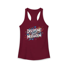 Load image into Gallery viewer, DISCIPLINE OVER MOTIVATION Racerback Tank — Women's Fitness Tank Top
