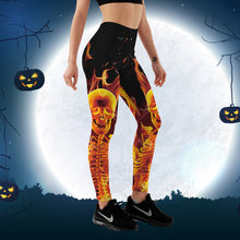Load image into Gallery viewer, Halloween Skull Print Yoga Pants, Halloween Yoga Pants, Halloween Leggings, High Stretch, Digital Print Pants