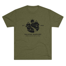 Load image into Gallery viewer, WALKING WARRIORS: Unisex Tri-Blend Tee with Dark Logo (7 colors)