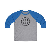 Load image into Gallery viewer, AZN PRD Unisex Super Soft Tri-Blend 3/4 Raglan Tee with Black Logo