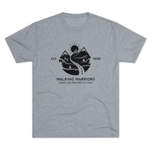 Load image into Gallery viewer, WALKING WARRIORS: Unisex Tri-Blend Tee with Dark Logo (7 colors)