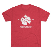 Load image into Gallery viewer, WALKING WARRIORS: Unisex Tri-Blend Tee with Light Logo (8 colors)