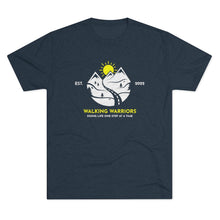 Load image into Gallery viewer, WALKING WARRIORS: Unisex Tri-Blend Tee with Yellow Sun (8 colors)