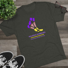 Load image into Gallery viewer, WALKING WARRIORS: Unisex Tri-Blend Tee: Purple/Yellow (3 colors)