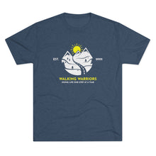 Load image into Gallery viewer, WALKING WARRIORS: Unisex Tri-Blend Tee with Yellow Sun (8 colors)