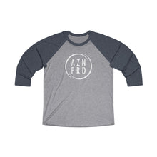 Load image into Gallery viewer, AZN PRD Unisex Super Soft Tri-Blend 3/4 Raglan Tee with White Logo