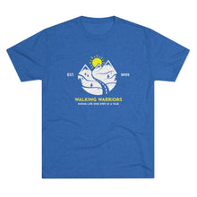 Load image into Gallery viewer, WALKING WARRIORS: Unisex Tri-Blend Tee with Yellow Sun (8 colors)