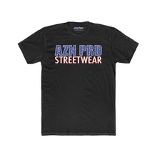 Load image into Gallery viewer, AZN PRD Men's Cotton Red, White, & Blue Tee: Asian Pride w/ website (1 Color)
