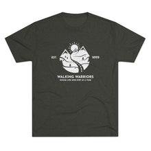 Load image into Gallery viewer, WALKING WARRIORS: Unisex Tri-Blend Tee with Light Logo (8 colors)