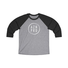 Load image into Gallery viewer, AZN PRD Unisex Super Soft Tri-Blend 3/4 Raglan Tee with White Logo