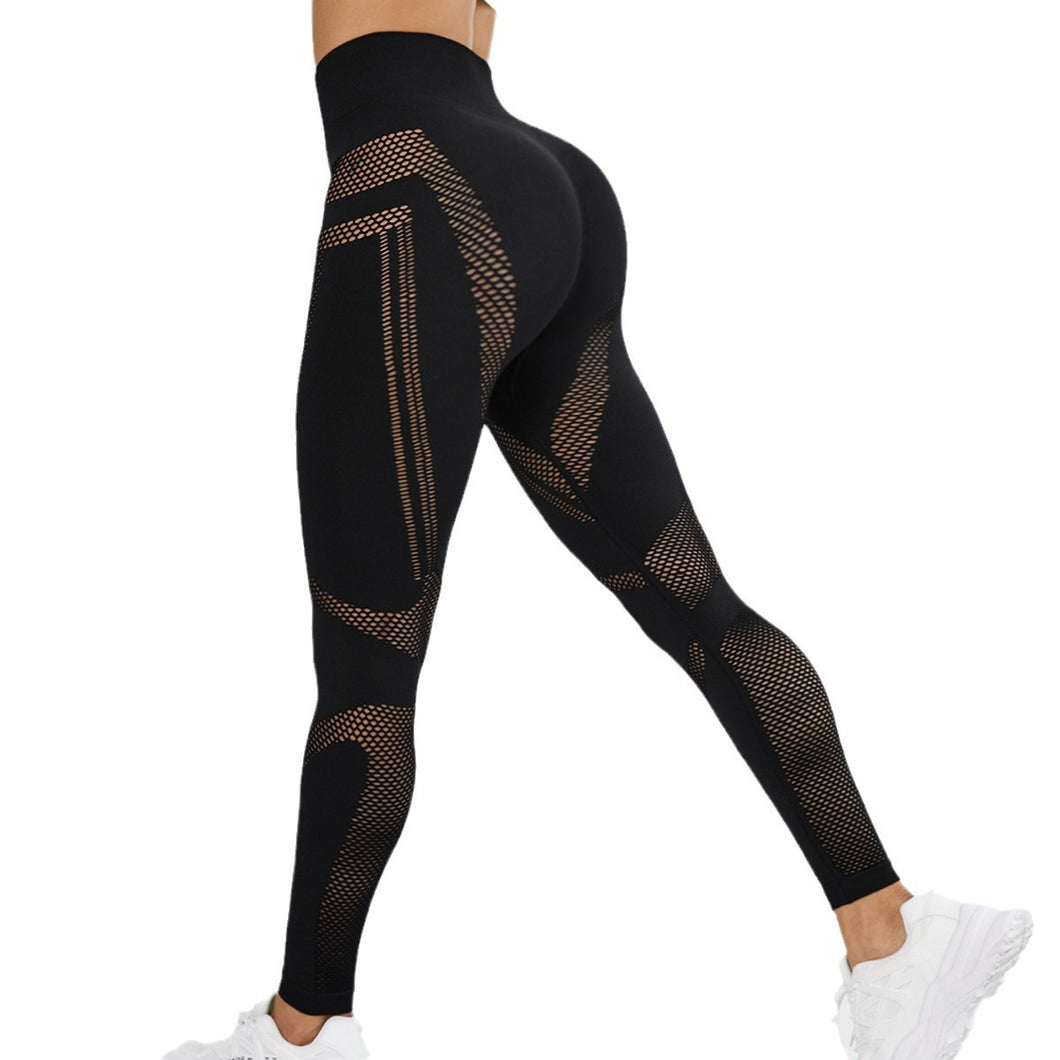 Seamless Mesh Yoga Pants, Women's Black High Waist, Women's Leggings