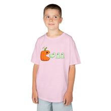 Load image into Gallery viewer, Kids Halloween Tee - Spooky Jack-O&#39;-Lantern and Ghosts Design, PacMan style eating ghosts, Boys and Girls shirt, Fun Halloween tee

