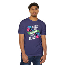 Load image into Gallery viewer, Girls Just Wanna Have Guns Unisex CVC Jersey T-Shirt, Fitness Apparel, Workout Shirt, Gift for Gym Lovers, Motivational Tee
