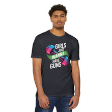 Load image into Gallery viewer, Girls Just Wanna Have Guns Unisex CVC Jersey T-Shirt, Fitness Apparel, Workout Shirt, Gift for Gym Lovers, Motivational Tee
