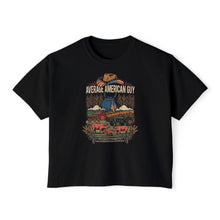 Load image into Gallery viewer, Women's Boxy "Average American Guy" Graphic Tee - Vintage Farm Life Women's Boxy T-Shirt
