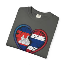 Load image into Gallery viewer, Heart-Shaped Khmer &amp; Thai Pride T-shirt, One Love Tee, Gift for Couples, Casual Wear, Unique Graphic Shirt

