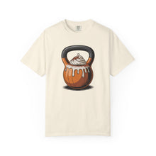 Load image into Gallery viewer, Pumpkin Spiced Latte T-Shirt with Kettlebell Design, Gym Gift, Workout Apparel, Unisex Activewear, Weightlifting Humor, Casual Wear
