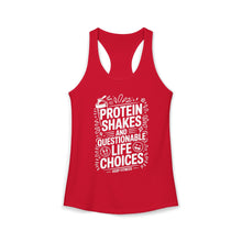 Load image into Gallery viewer, Women's Racerback Tank — "Protein Shakes and Questionable Life Choices" Fitness Tank
