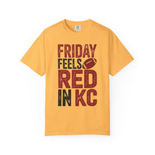 Load image into Gallery viewer, Friday Feels Red T-Shirt | Unisex Garment-Dyed Tee, Perfect for Game Days, Kansas City Fans, Football Gatherings, Casual Wear
