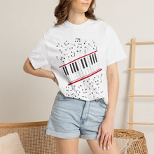 Load image into Gallery viewer, MJ Style Piano Keys &amp; Notes T-Shirt - Musical Keyboard Graphic Tee
