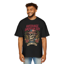 Load image into Gallery viewer, Heavy Oversized "Average American Guy" Skull Tee - Vintage Patriotic Graphic T‑Shirt (Est. 1986)
