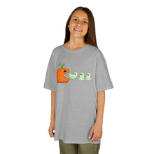 Load image into Gallery viewer, Kids Halloween Tee - Spooky Jack-O&#39;-Lantern and Ghosts Design, PacMan style eating ghosts, Boys and Girls shirt, Fun Halloween tee
