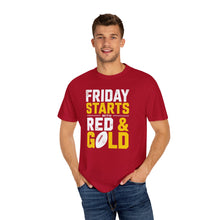 Load image into Gallery viewer, Garment-Dyed Inspirational T-shirt – Red &amp; Gold, Motivational Tee, Unisex Fashion, Everyday Wear, Gift Idea, Casual Style
