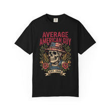 Load image into Gallery viewer, Average American Guy Skull T‑Shirt - Vintage Patriotic Graphic Tee (Est. 1986)
