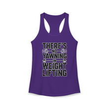 Load image into Gallery viewer, There's No Yawning in Weight Lifting Racerback Tank - Black Font
