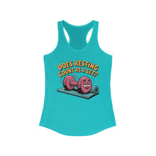 Load image into Gallery viewer, Funny Workout Tank Top, Does Resting Count as a Set?, Fitness Gift for Her, Gym Apparel, Women&#39;s Racerback Fitness Shirt
