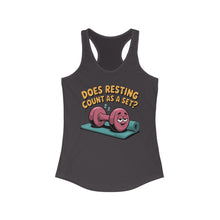 Load image into Gallery viewer, Funny Workout Tank Top, Does Resting Count as a Set?, Fitness Gift for Her, Gym Apparel, Women&#39;s Racerback Fitness Shirt

