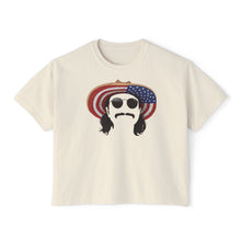 Load image into Gallery viewer, Women’s Boxy Tee - Average American Guy with American Flag Hat
