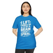 Load image into Gallery viewer, Weightlifting T-Shirt - "I Lift Things Up So My Brain Doesn’t Spiral" Gym Tee
