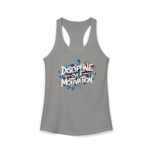 Load image into Gallery viewer, DISCIPLINE OVER MOTIVATION Racerback Tank — Women's Fitness Tank Top
