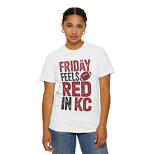 Load image into Gallery viewer, Friday Feels Red T-Shirt | Unisex Garment-Dyed Tee, Perfect for Game Days, Kansas City Fans, Football Gatherings, Casual Wear
