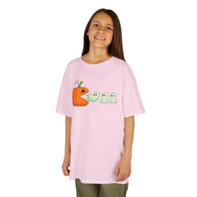 Load image into Gallery viewer, Kids Halloween Tee - Spooky Jack-O&#39;-Lantern and Ghosts Design, PacMan style eating ghosts, Boys and Girls shirt, Fun Halloween tee
