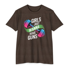 Load image into Gallery viewer, Girls Just Wanna Have Guns Unisex CVC Jersey T-Shirt, Fitness Apparel, Workout Shirt, Gift for Gym Lovers, Motivational Tee
